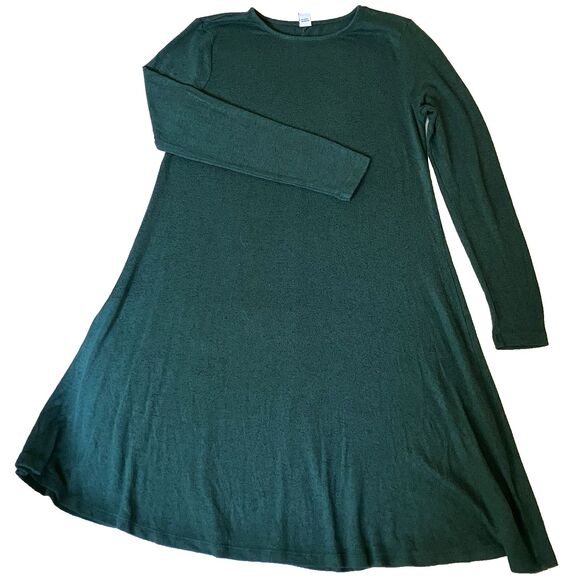 Old Navy Dress LS Knit Swing Green S Long Sleeve Midi Soft Stretch Fairy Flowy - Picture 1 of 13
